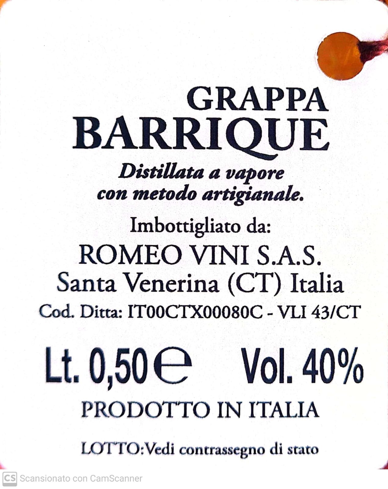 Grappa Siciliana Barrique - Etnaly - shop