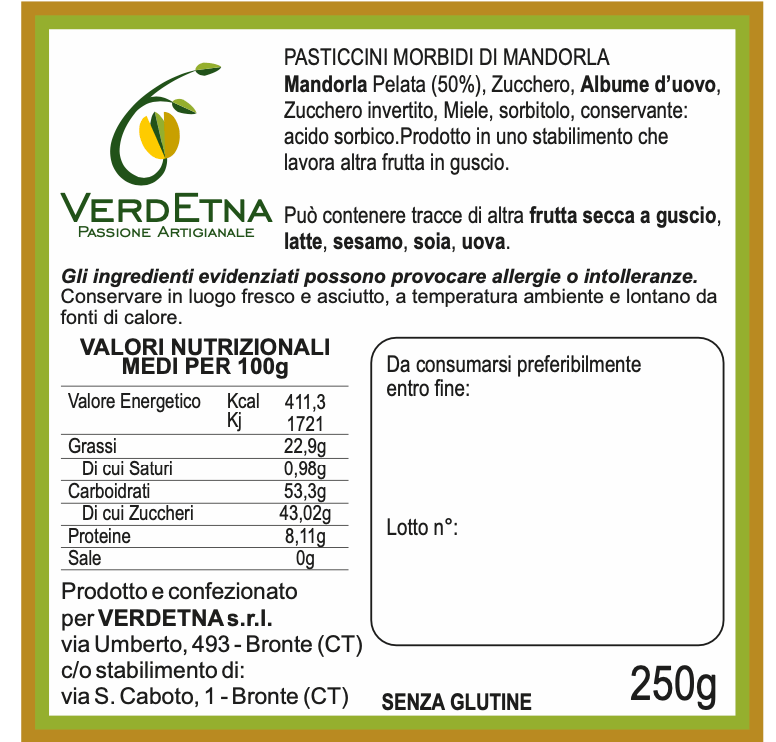 Pasticcini Morbidi al Pistacchio e Mandorla - Etnaly - shop