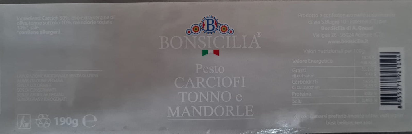 Pesto di Carciofi Tonno e Mandorle - Etnaly - shop