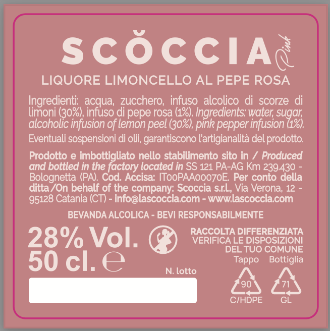 Scoccia Pink - Limoncello Siciliano al Pepe Rosa - Etnaly - shop