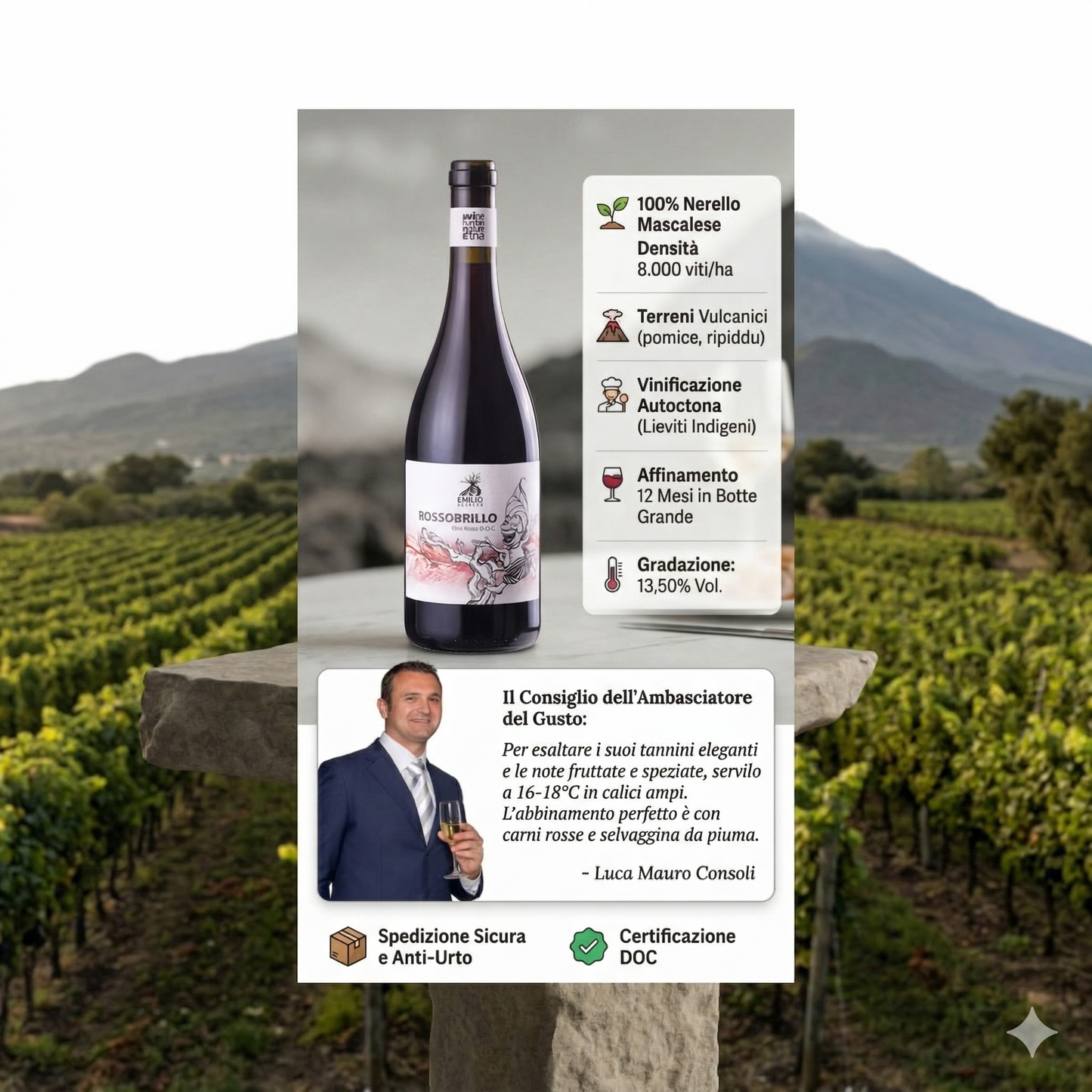 Vino Etna Rosso Doc Rossobrillo