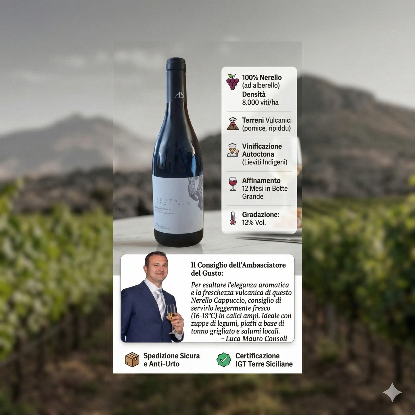 Infografica Tenuta stagliata vino rosso nerello cappuccio