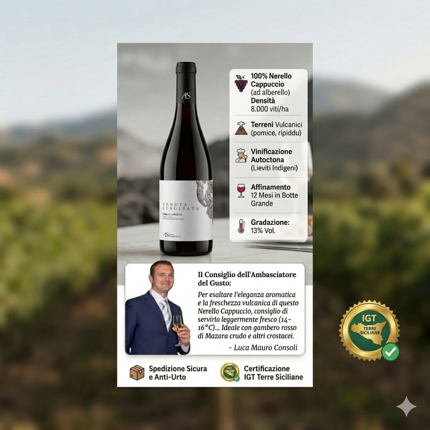 Infografica Nerello Cappuccio Rosato di Tenuta Stagliata