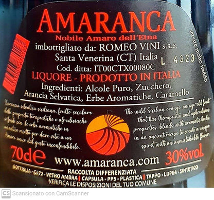 Amaranca 70 cl Nobile Amaro dell'Etna - Etnaly - shop