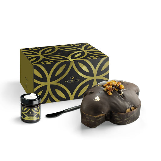Colomba con cioccolato fondente e foglie d'oro 18 Carati - Etnaly - shop