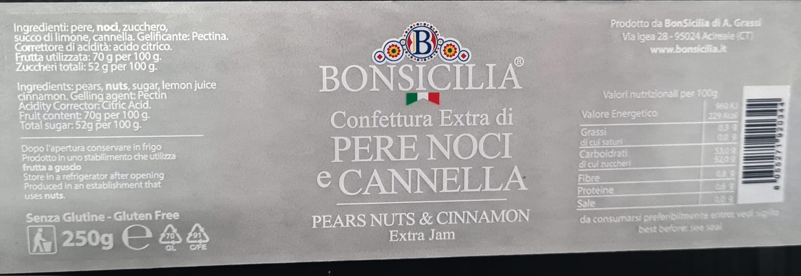 Confettura Extra di Pere Noci e Cannella - Etnaly - shop