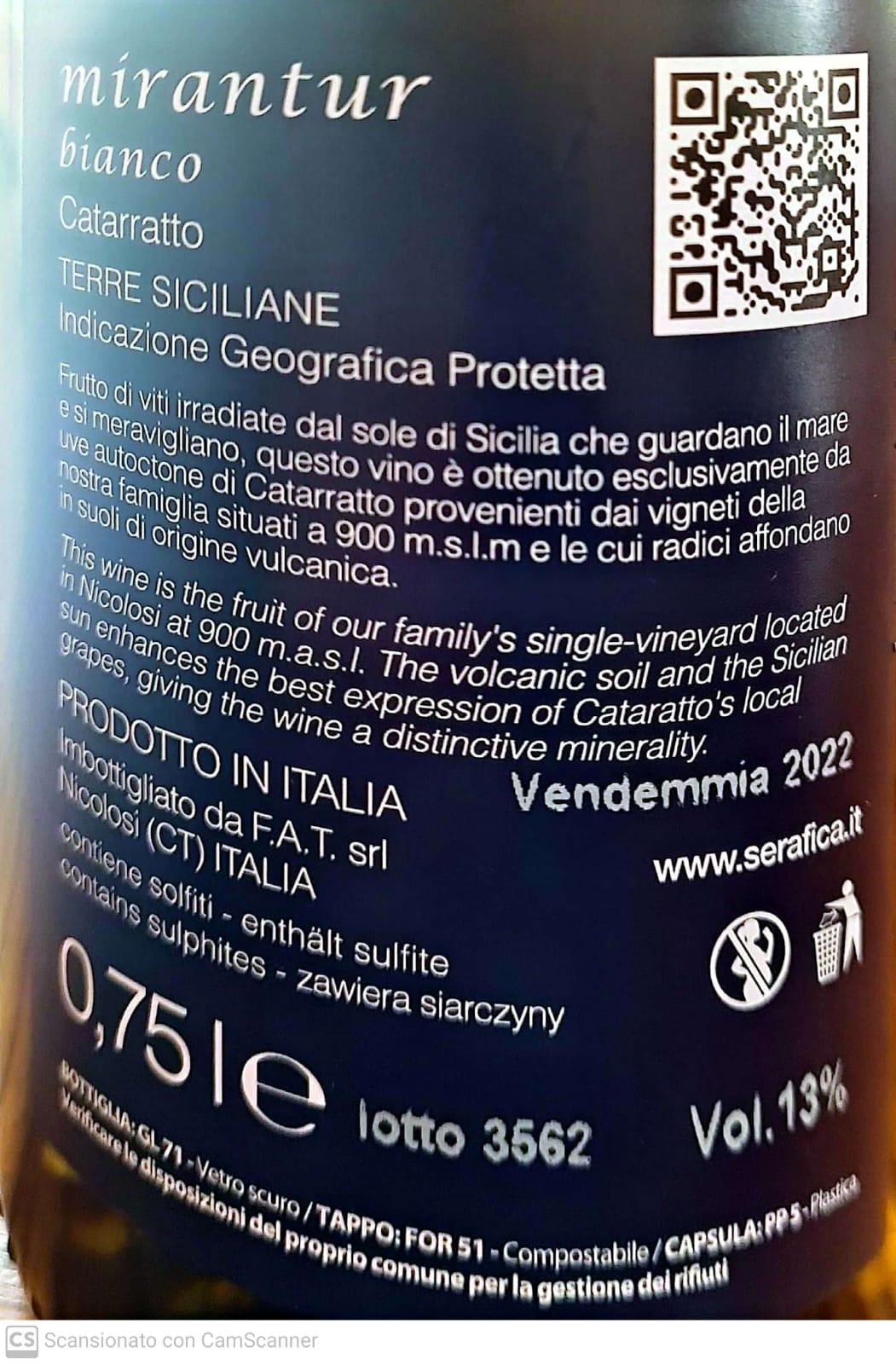 Mirantur bianco - Catarratto Terre Siciliane IGP - Etnaly - shop