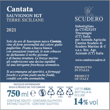 Carica l&#39;immagine nel visualizzatore di Gallery, Vino bianco Sauvignon IGT Terre siciliane - Cantata - Etnaly - shop
