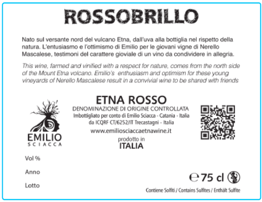 Vino Etna Rosso Doc Rossobrillo - Etnaly - shop